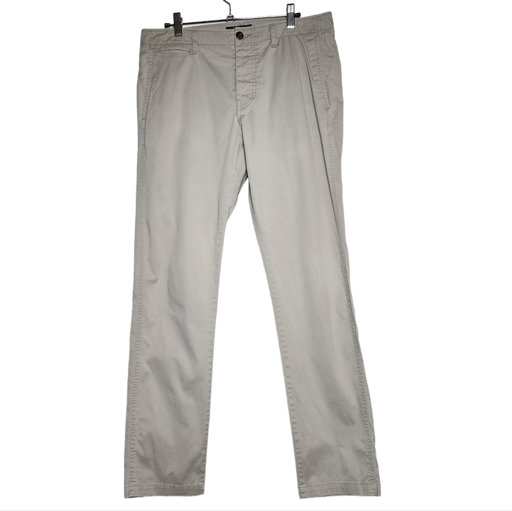 Theory Greige Chino Cotton Pants Button Fly Mens Size 32 Grey Beige